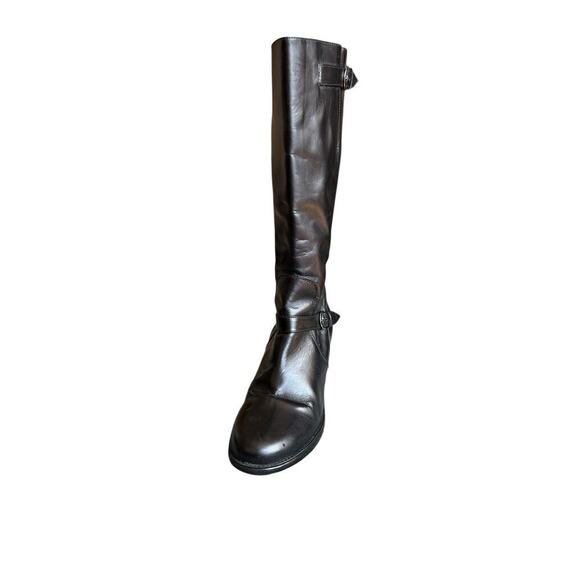 Dansko Nevada Tall Leather Boots Women EUR 40 Side Zip Black Heel Adjustable Top - Picture 4 of 6